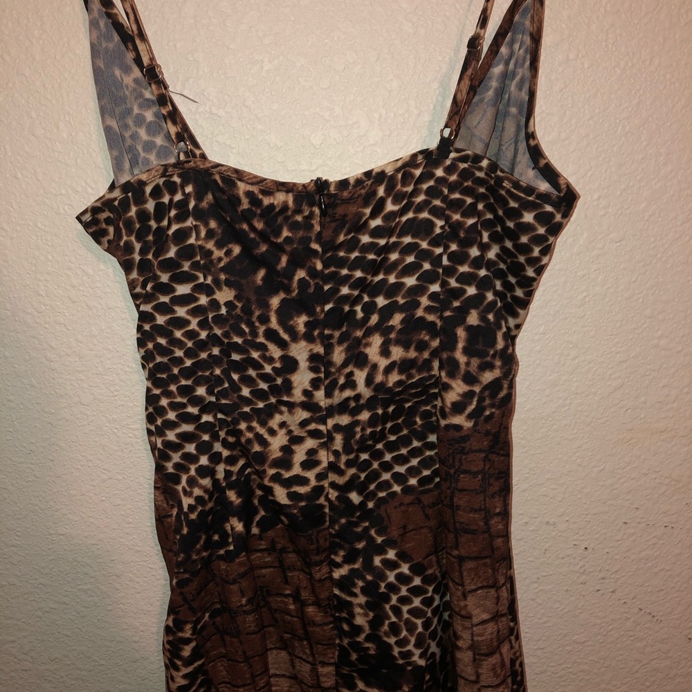 Shape Brown Croc Satin Wrap Detail Midaxi Dress - Picture 5 of 5